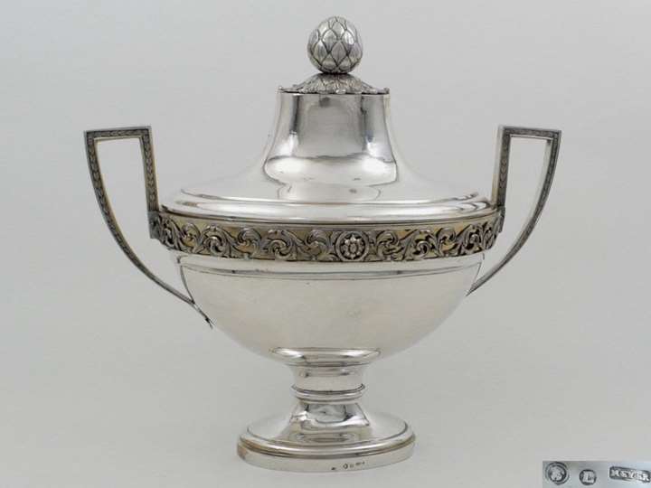 Very Fine German Parcel-Gilt Silver Soup Tureen